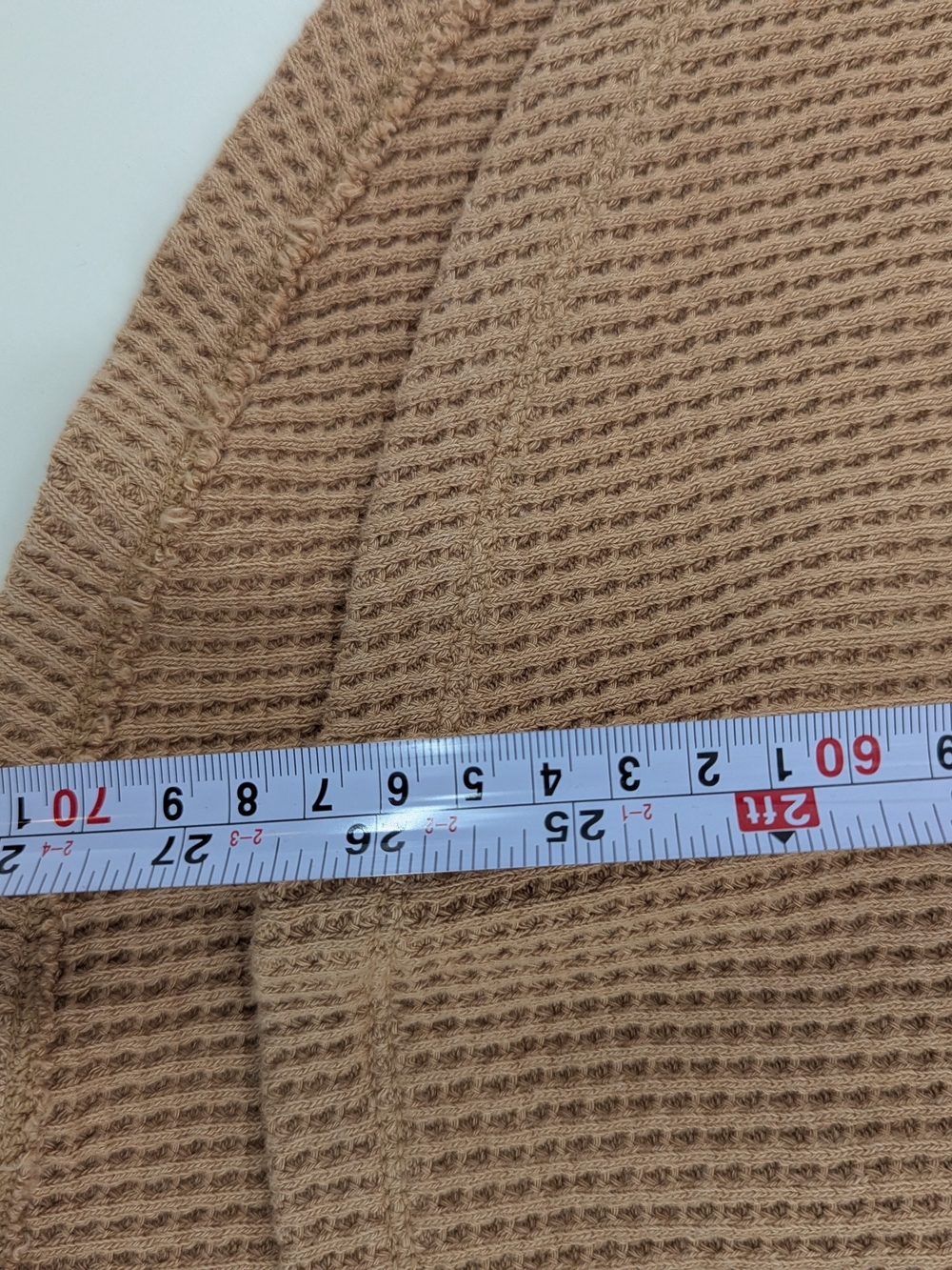 Aerie Waffle Knit Oversized Henley Sweater Tan Taupe Raw Hem Large Loungewear - Picture 6 of 8